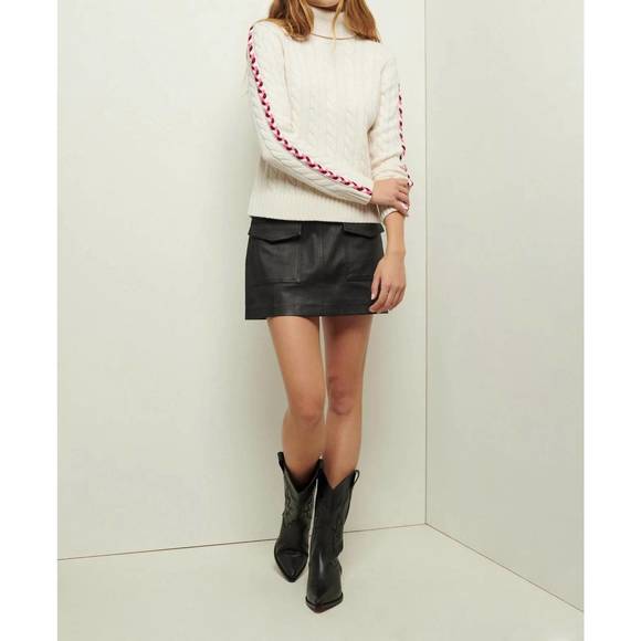 NEW DEREK LAM 10 CROSBY pippa lace up turtleneck in ivory - Picture 3 of 5